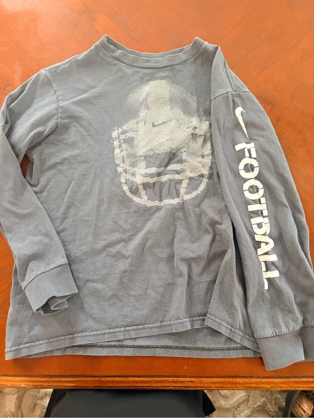 Nike Long-Sleeve Kids' Football Tee - Gray with White Graphics